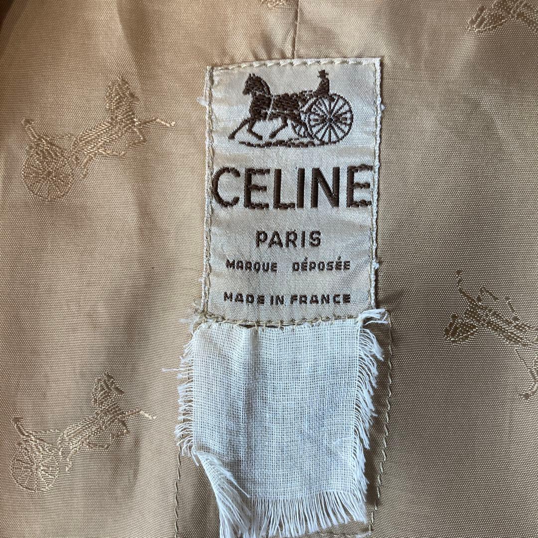 CELINE ヴィンテージ トレンチコート ダブル ベルト L ベージュ 馬車柄