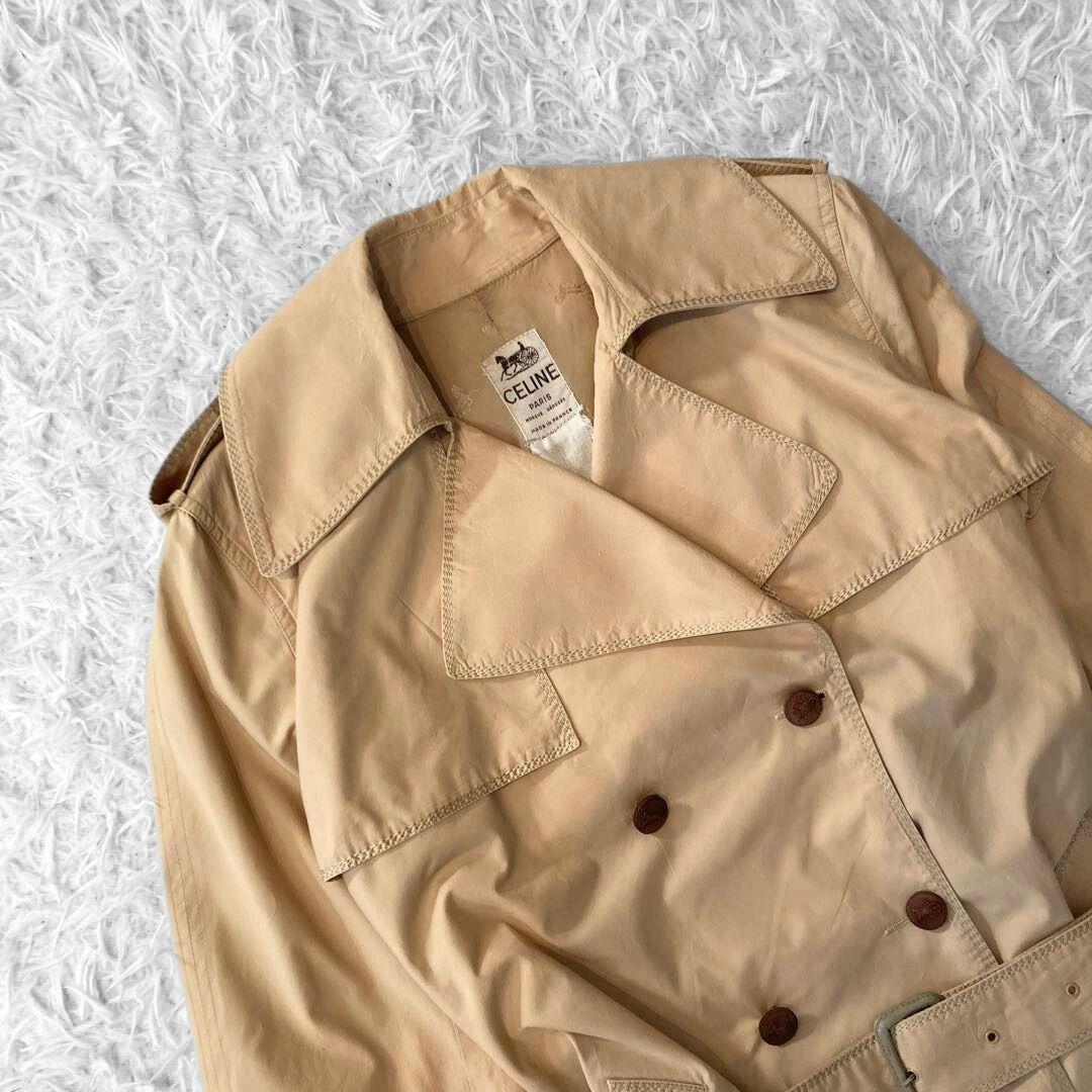 CELINE ヴィンテージ トレンチコート ダブル ベルト L ベージュ 馬車柄