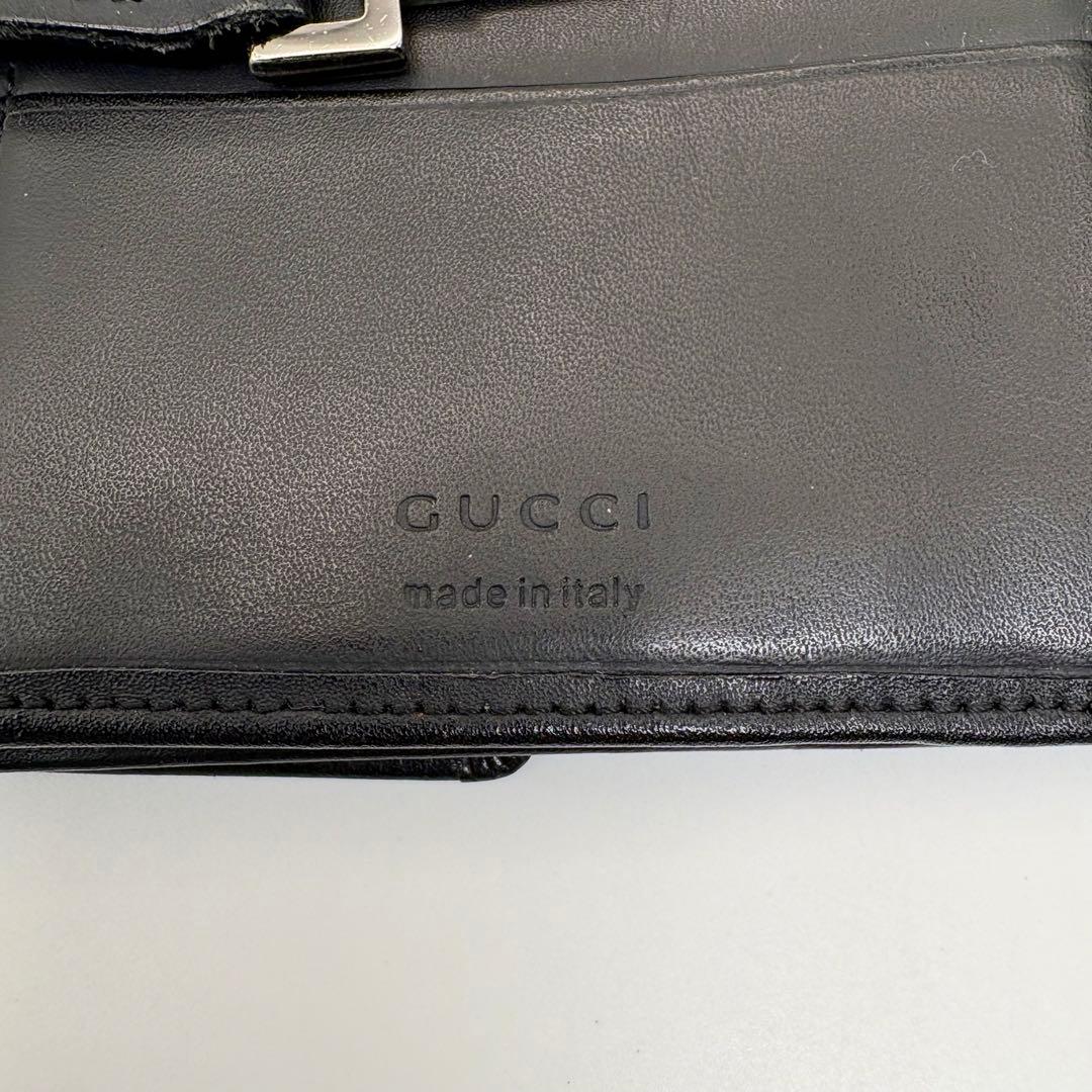 美品 GUCCI GGキャンバス ジャッキー 二つ折り財布 ブラック