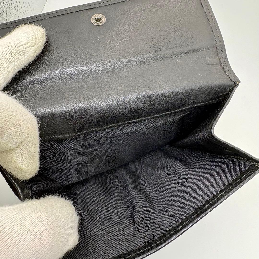 美品 GUCCI GGキャンバス ジャッキー 二つ折り財布 ブラック
