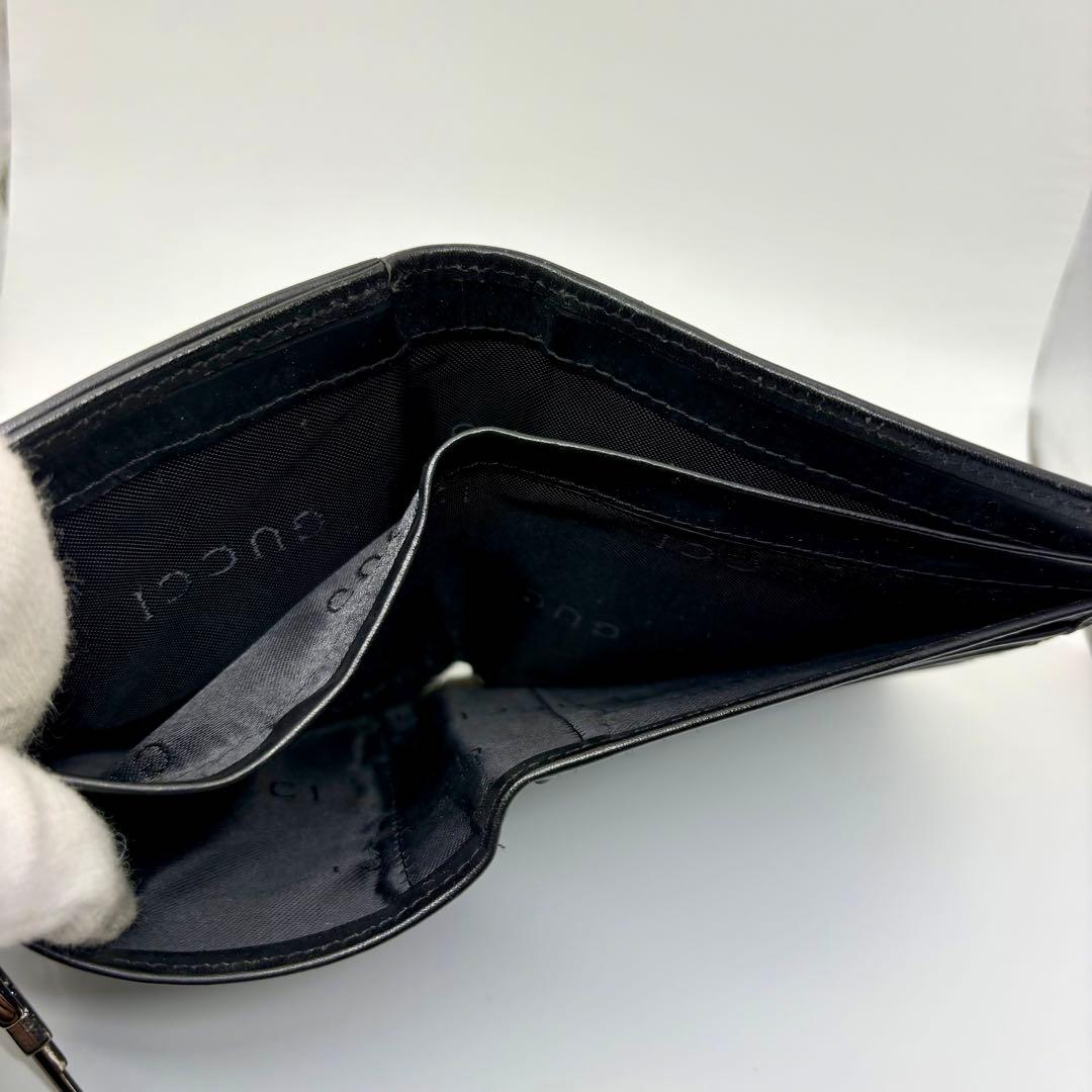 美品 GUCCI GGキャンバス ジャッキー 二つ折り財布 ブラック