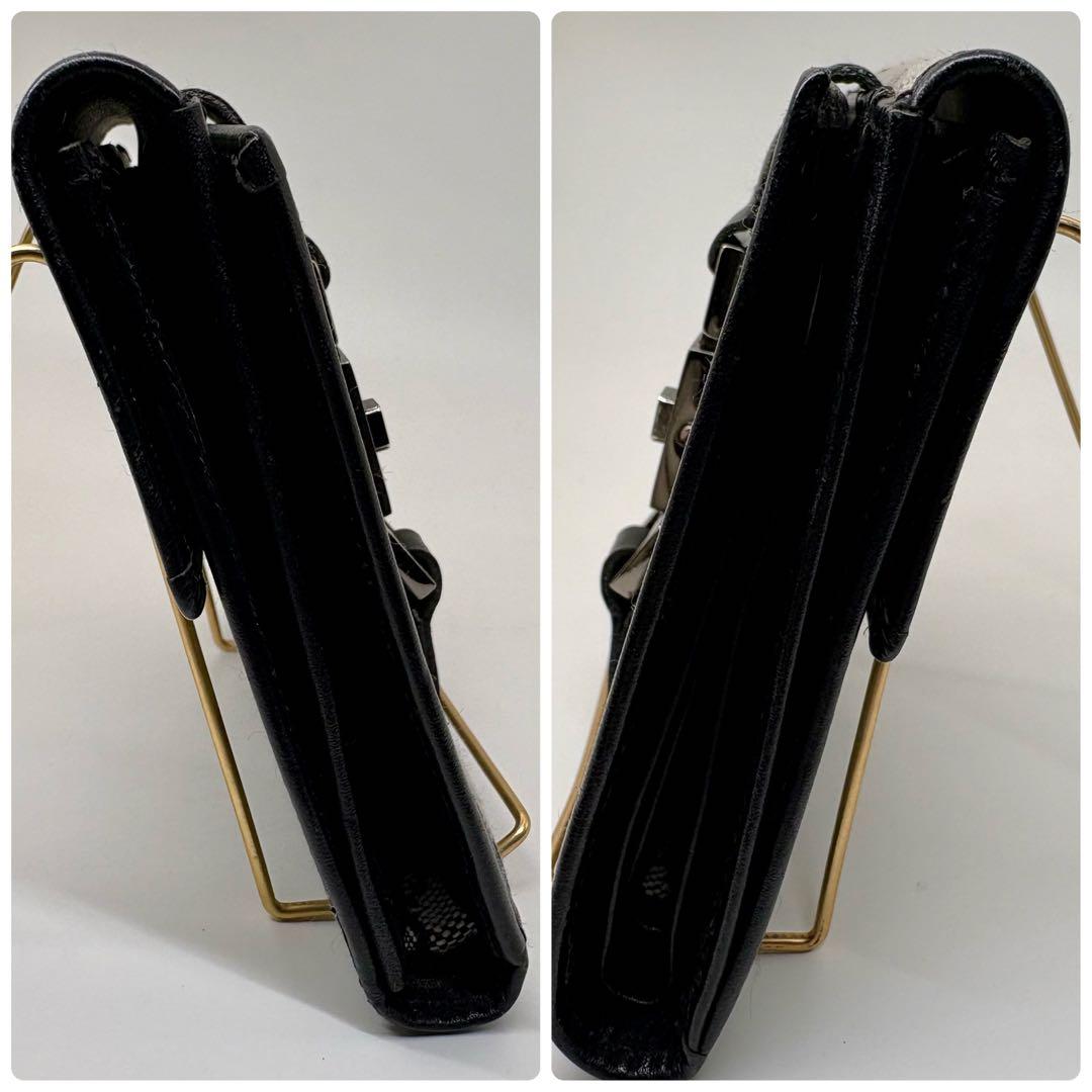 美品 GUCCI GGキャンバス ジャッキー 二つ折り財布 ブラック