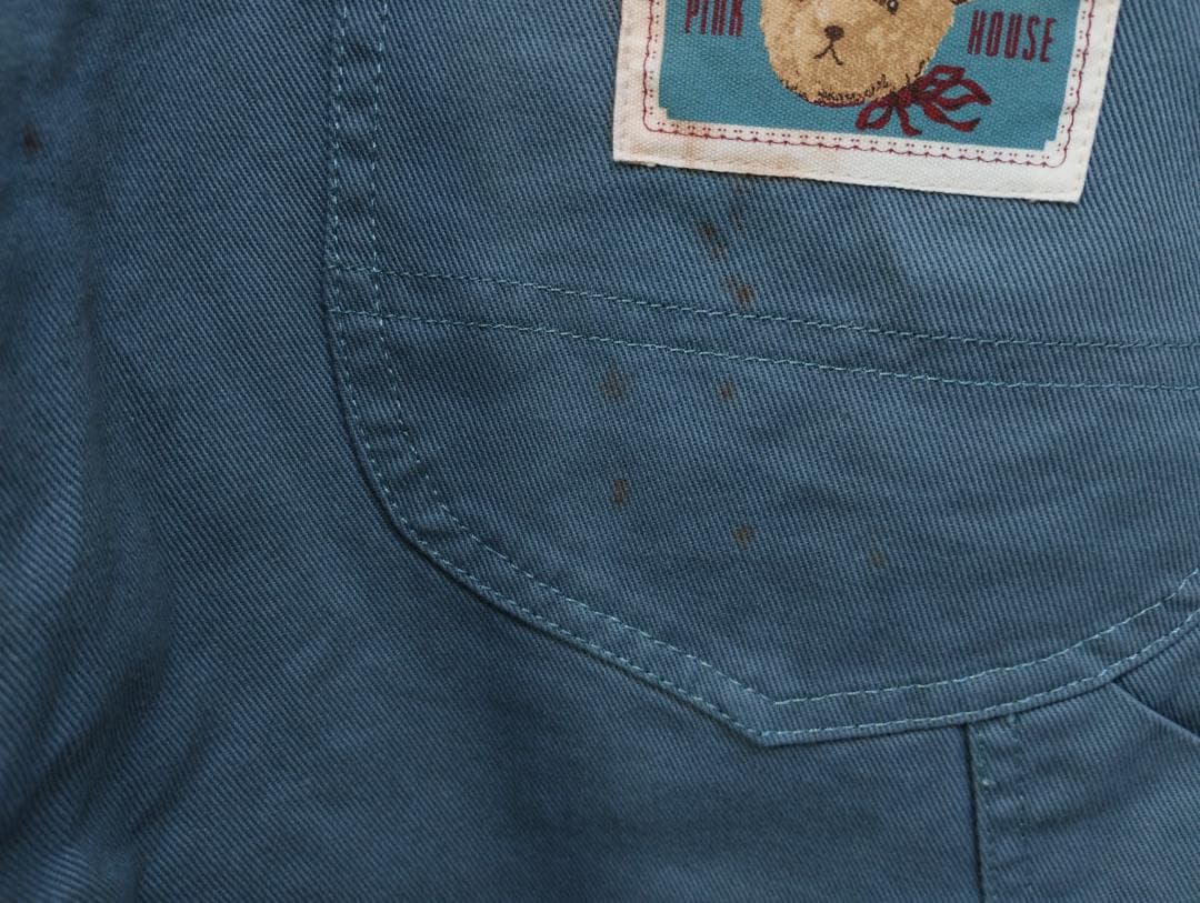 未使用　ピンクハウス くま ベアー　プリント ワッペン オーバーオール　訳あり