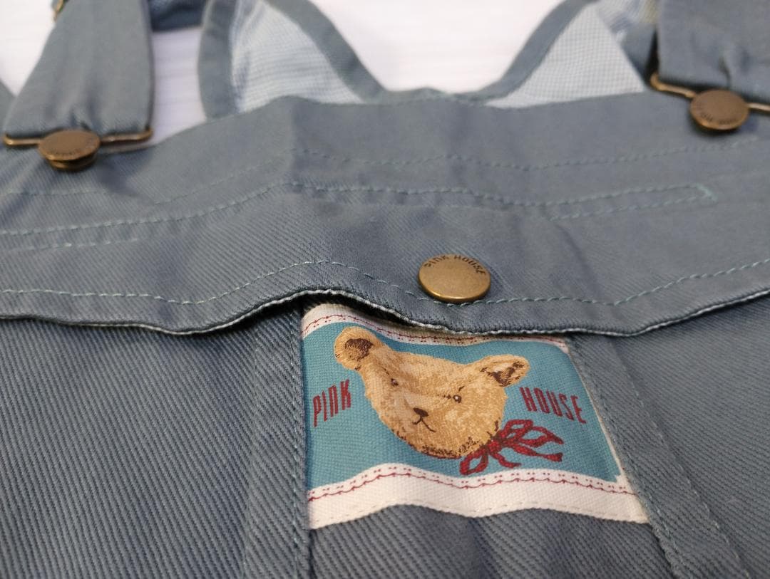 未使用　ピンクハウス くま ベアー　プリント ワッペン オーバーオール　訳あり