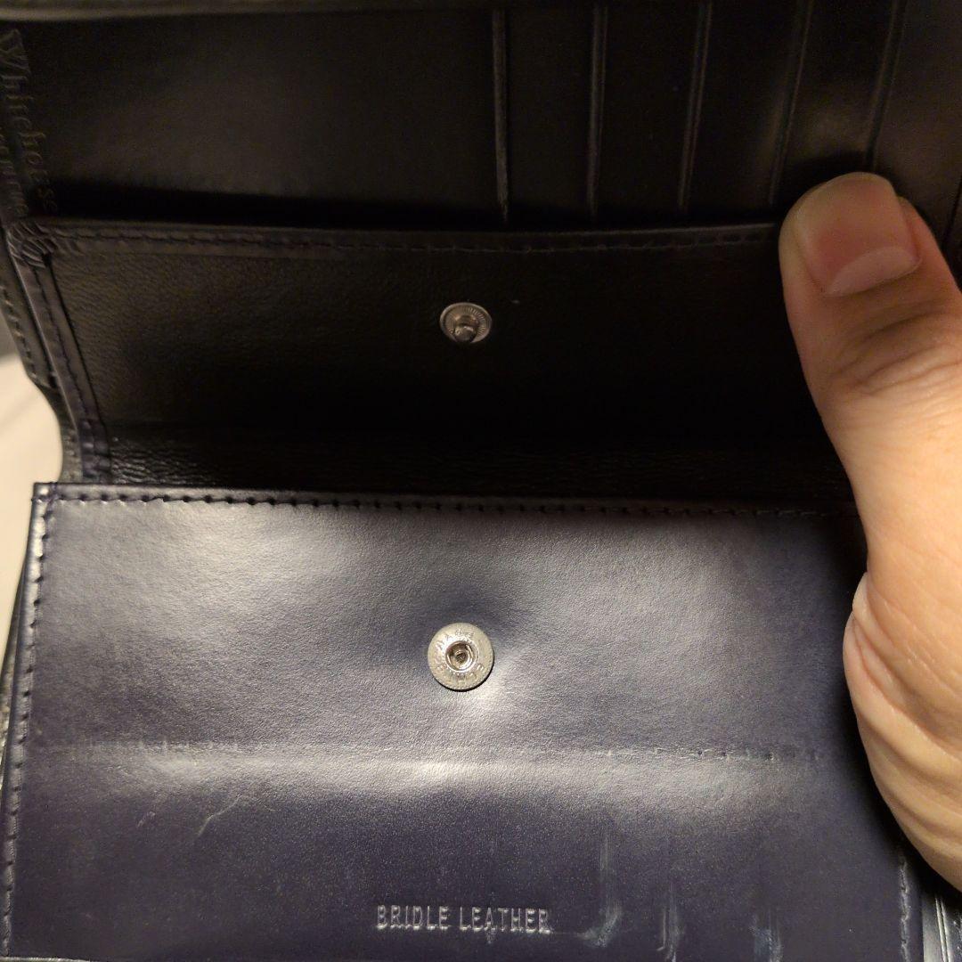 メ*ー様 Whitehouse Cox 三つ折り財布 ブラック×マリーン