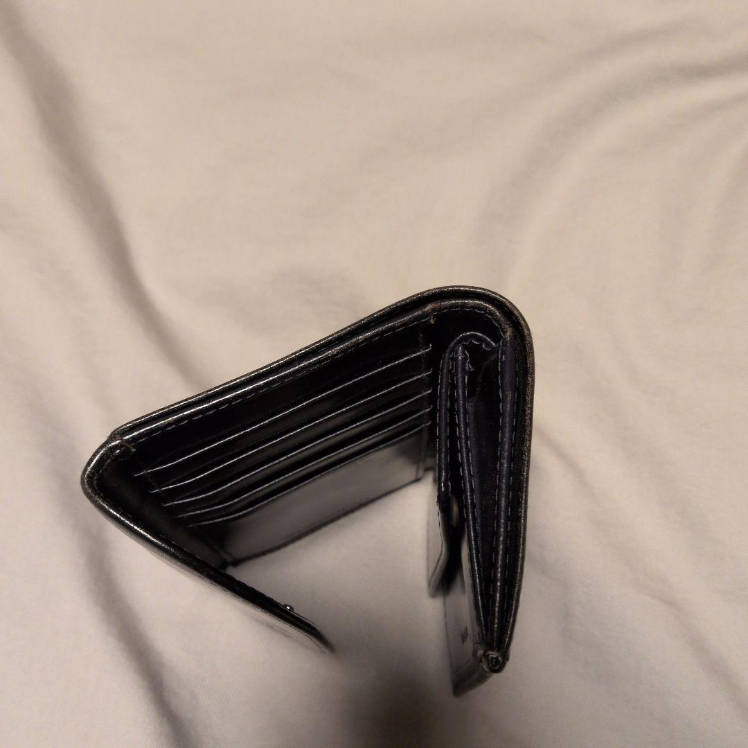 メ*ー様 Whitehouse Cox 三つ折り財布 ブラック×マリーン