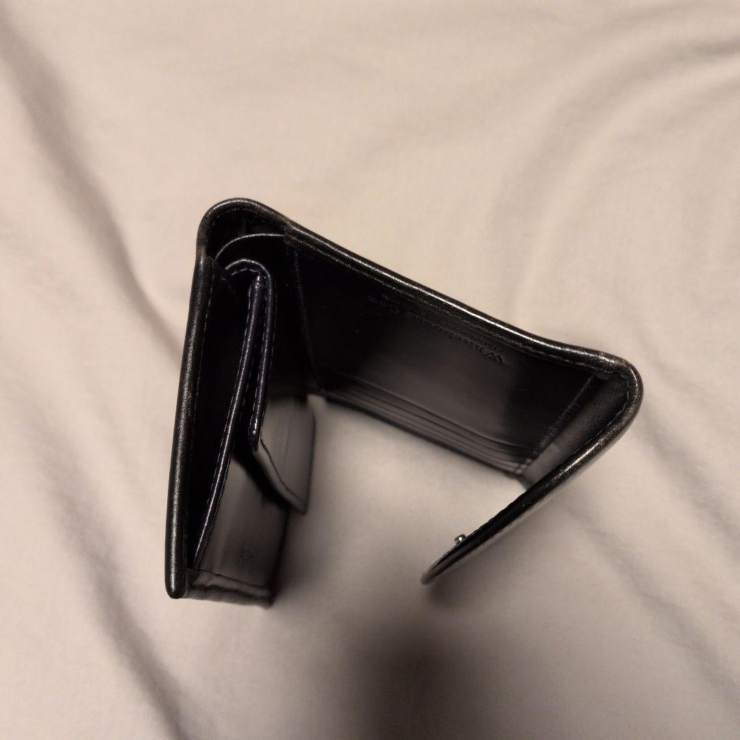 メ*ー様 Whitehouse Cox 三つ折り財布 ブラック×マリーン