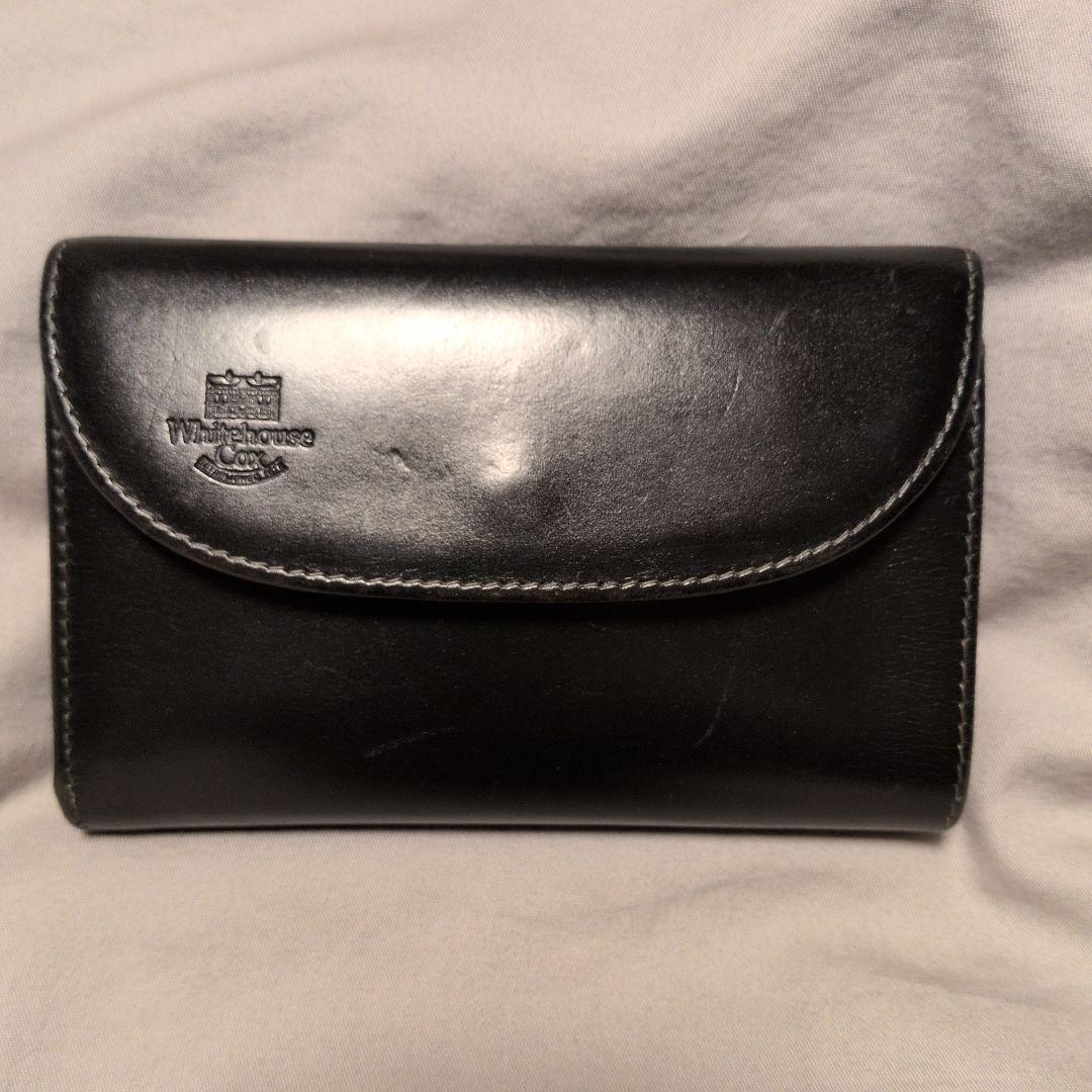 メ*ー様 Whitehouse Cox 三つ折り財布 ブラック×マリーン