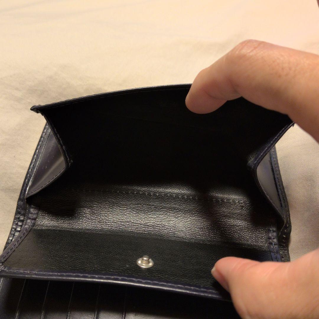 メ*ー様 Whitehouse Cox 三つ折り財布 ブラック×マリーン