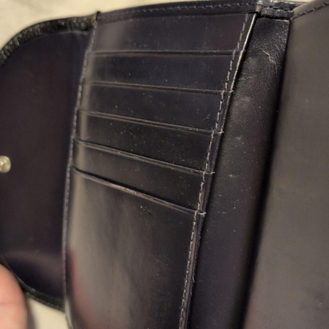 メ*ー様 Whitehouse Cox 三つ折り財布 ブラック×マリーン