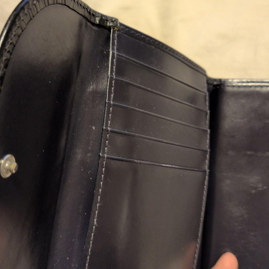 メ*ー様 Whitehouse Cox 三つ折り財布 ブラック×マリーン