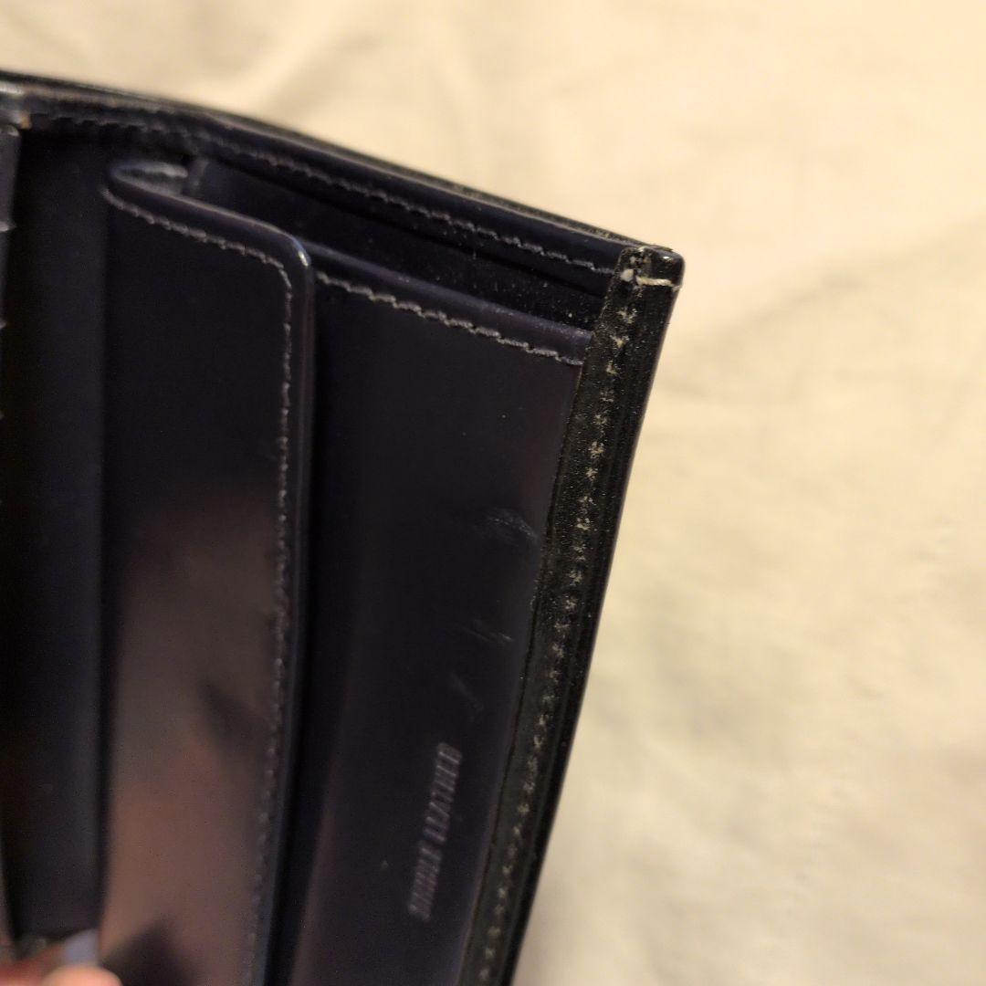 メ*ー様 Whitehouse Cox 三つ折り財布 ブラック×マリーン