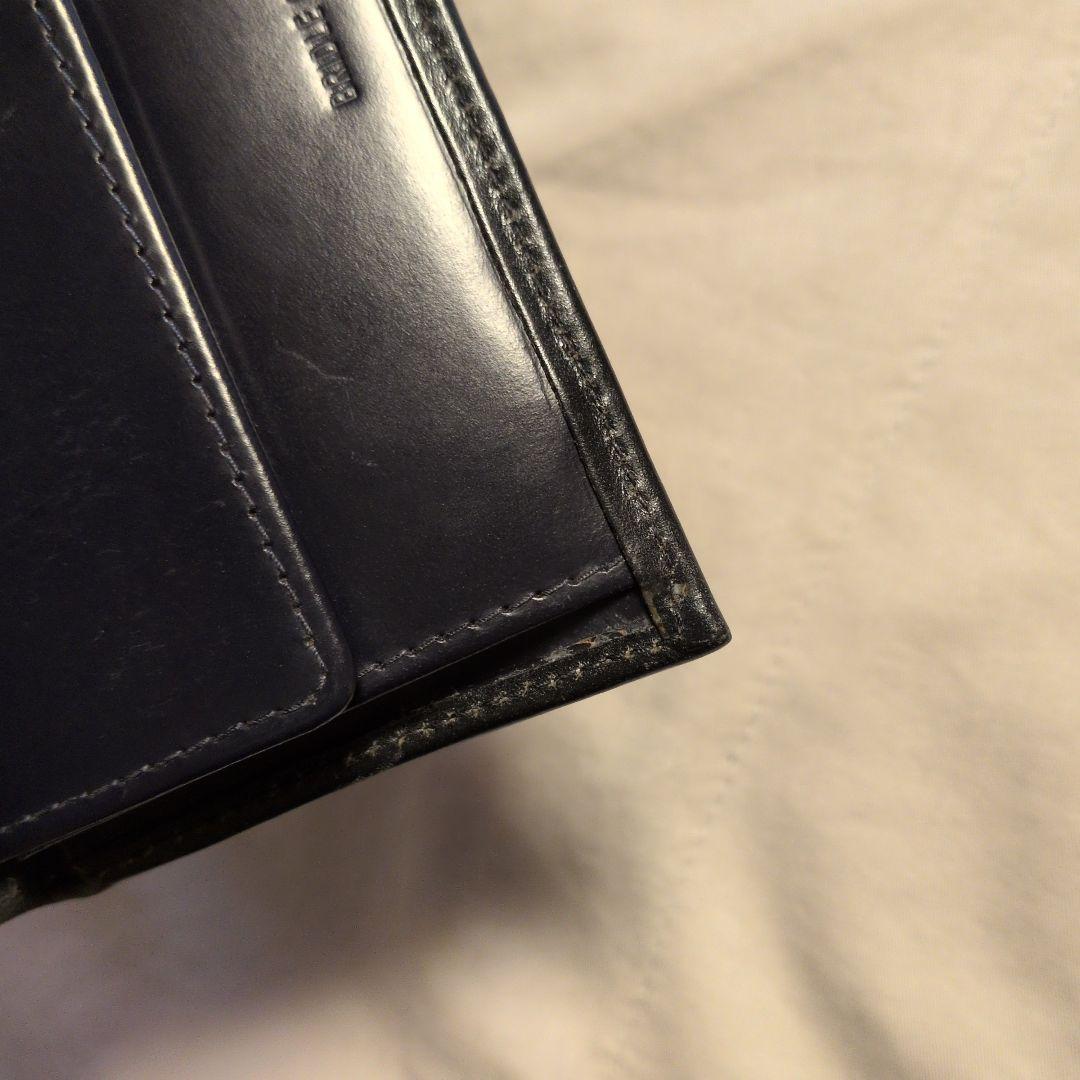 メ*ー様 Whitehouse Cox 三つ折り財布 ブラック×マリーン