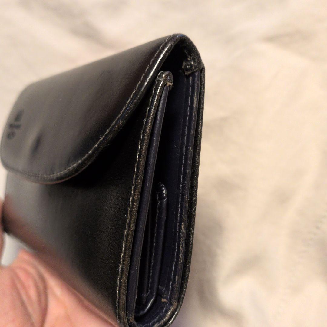 メ*ー様 Whitehouse Cox 三つ折り財布 ブラック×マリーン