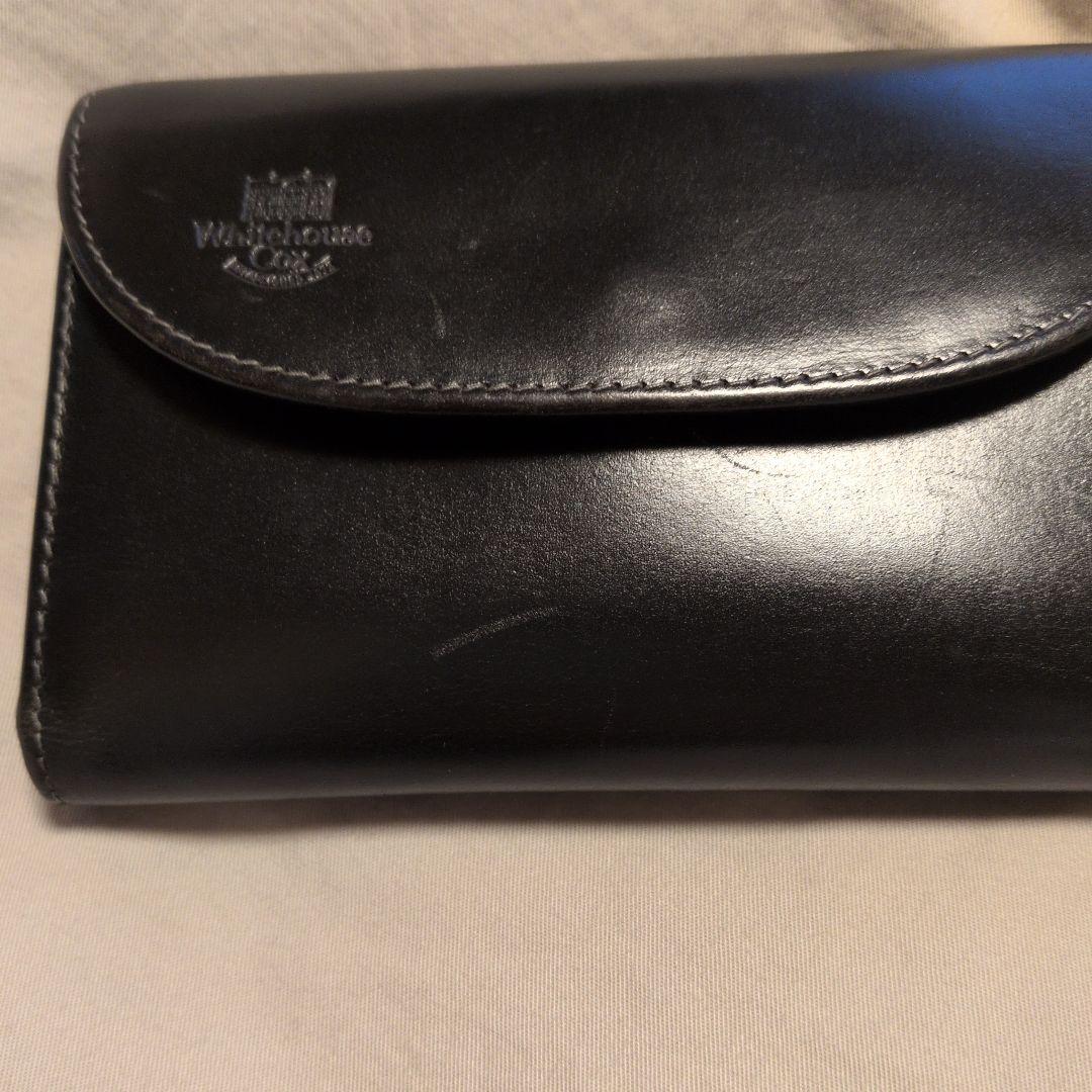 メ*ー様 Whitehouse Cox 三つ折り財布 ブラック×マリーン