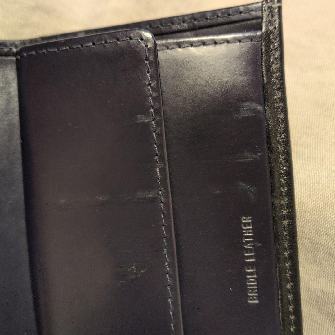 メ*ー様 Whitehouse Cox 三つ折り財布 ブラック×マリーン