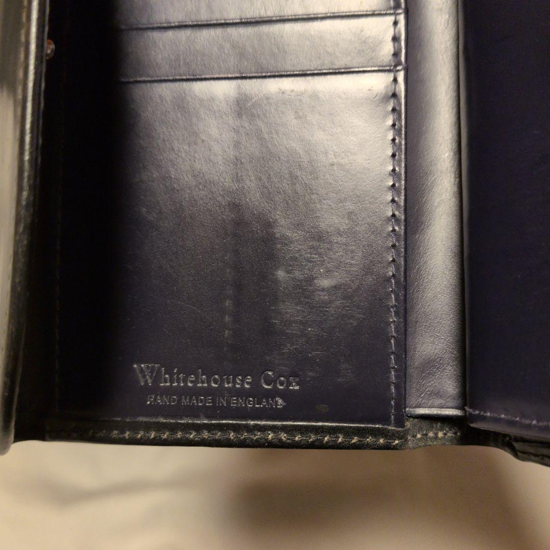 メ*ー様 Whitehouse Cox 三つ折り財布 ブラック×マリーン