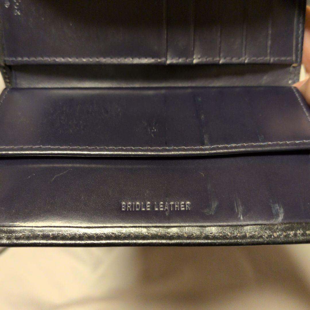 メ*ー様 Whitehouse Cox 三つ折り財布 ブラック×マリーン