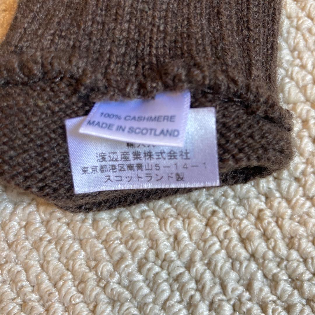 カシミア リストウォーマー 指無し手袋 ブラウン