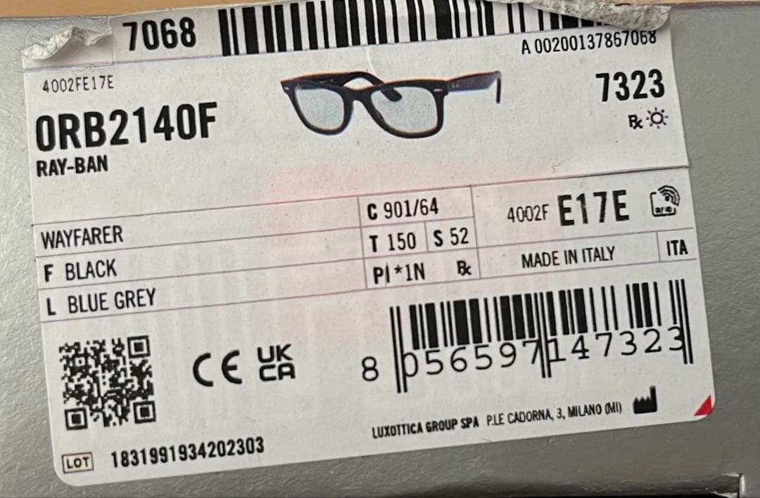 【美品】Ray-Ban WAYFARER BLUE GREY