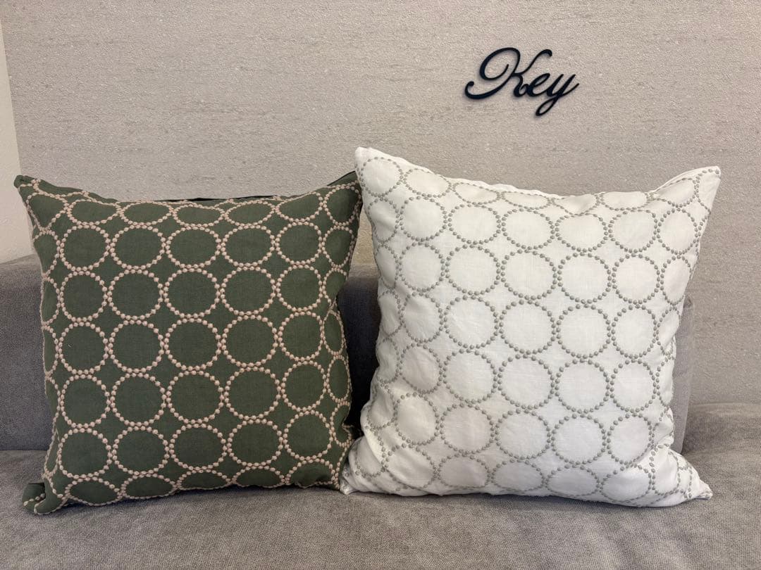 ミナペルホネン　ハンドメイドクッションカバー★タンバリンライトグリーンxベージュ