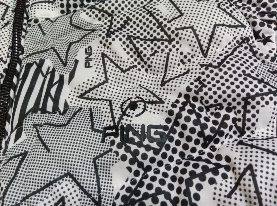 大人気 PING 星柄ダウンジャケット ホワイト/ブラック Мサイズ