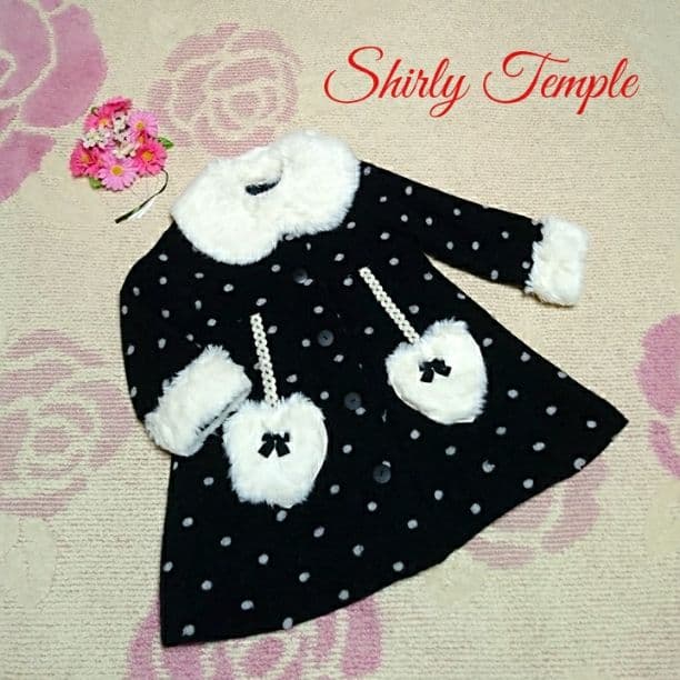 ♡669♡シャーリーテンプル♡ドット＆ハートファー♡Aラインコート♡110cm♡