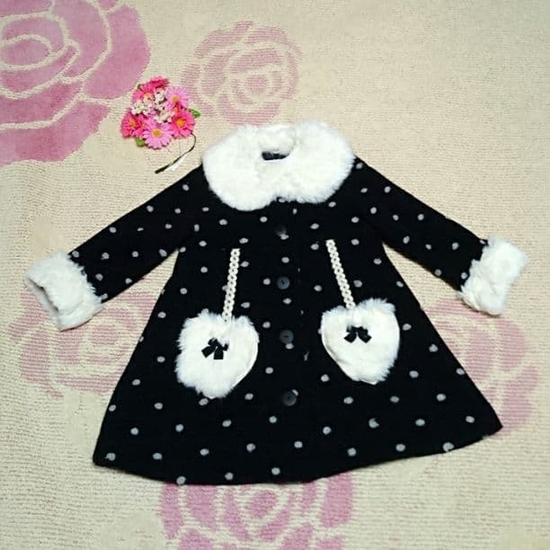 ♡669♡シャーリーテンプル♡ドット＆ハートファー♡Aラインコート♡110cm♡