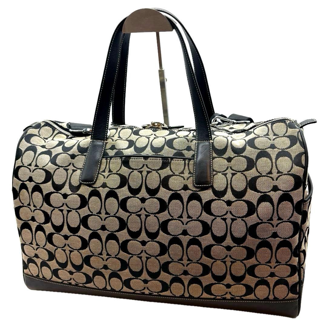 美品COACH コーチ 2way ボストンバッグ シグネチャー ブラック グレー