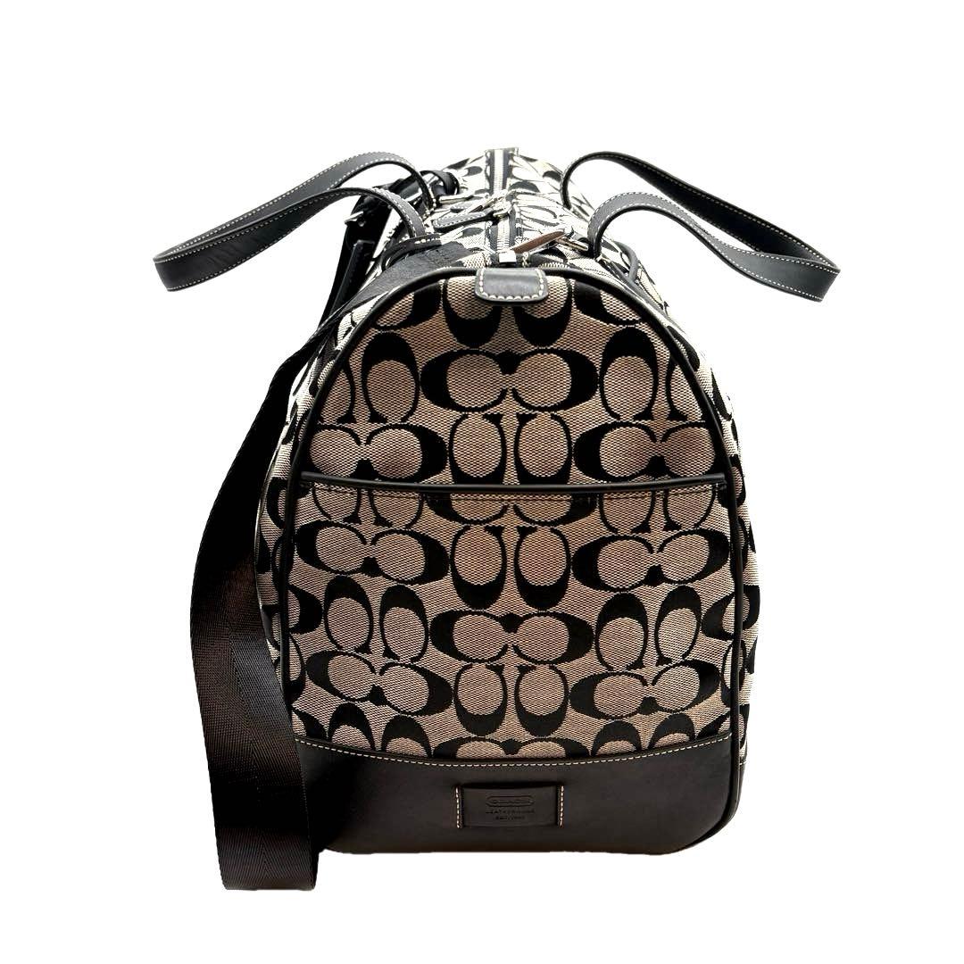 美品COACH コーチ 2way ボストンバッグ シグネチャー ブラック グレー