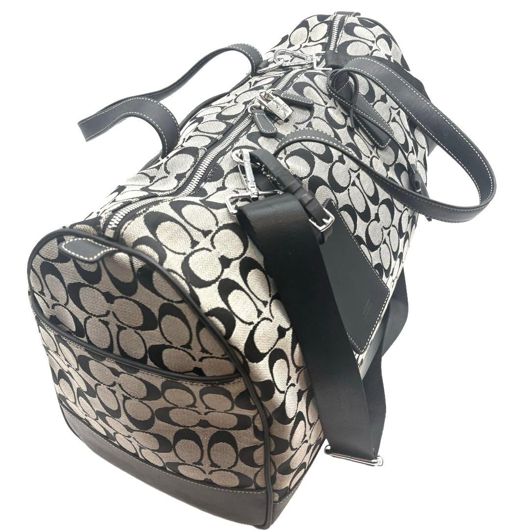 美品COACH コーチ 2way ボストンバッグ シグネチャー ブラック グレー