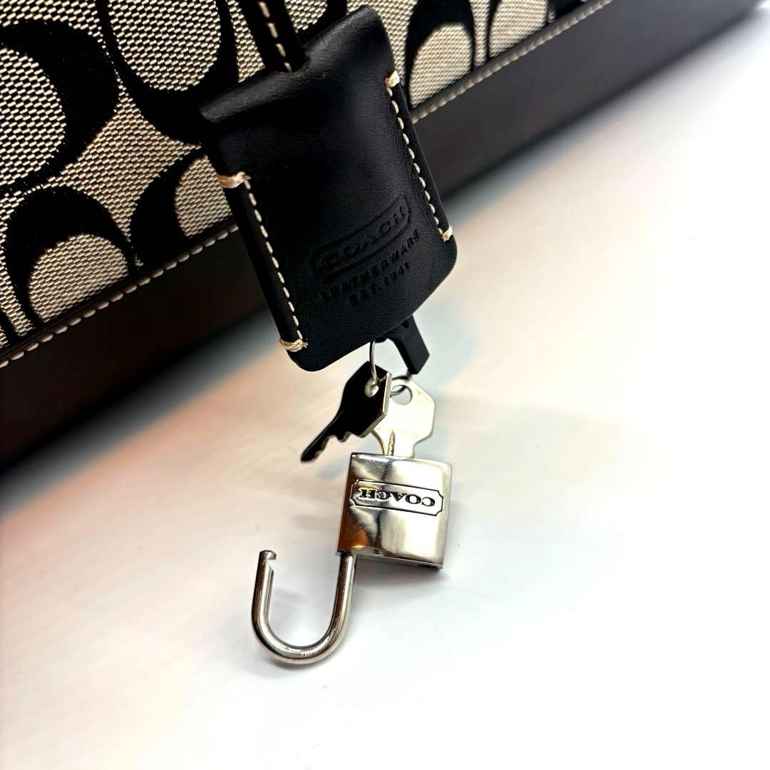 美品COACH コーチ 2way ボストンバッグ シグネチャー ブラック グレー