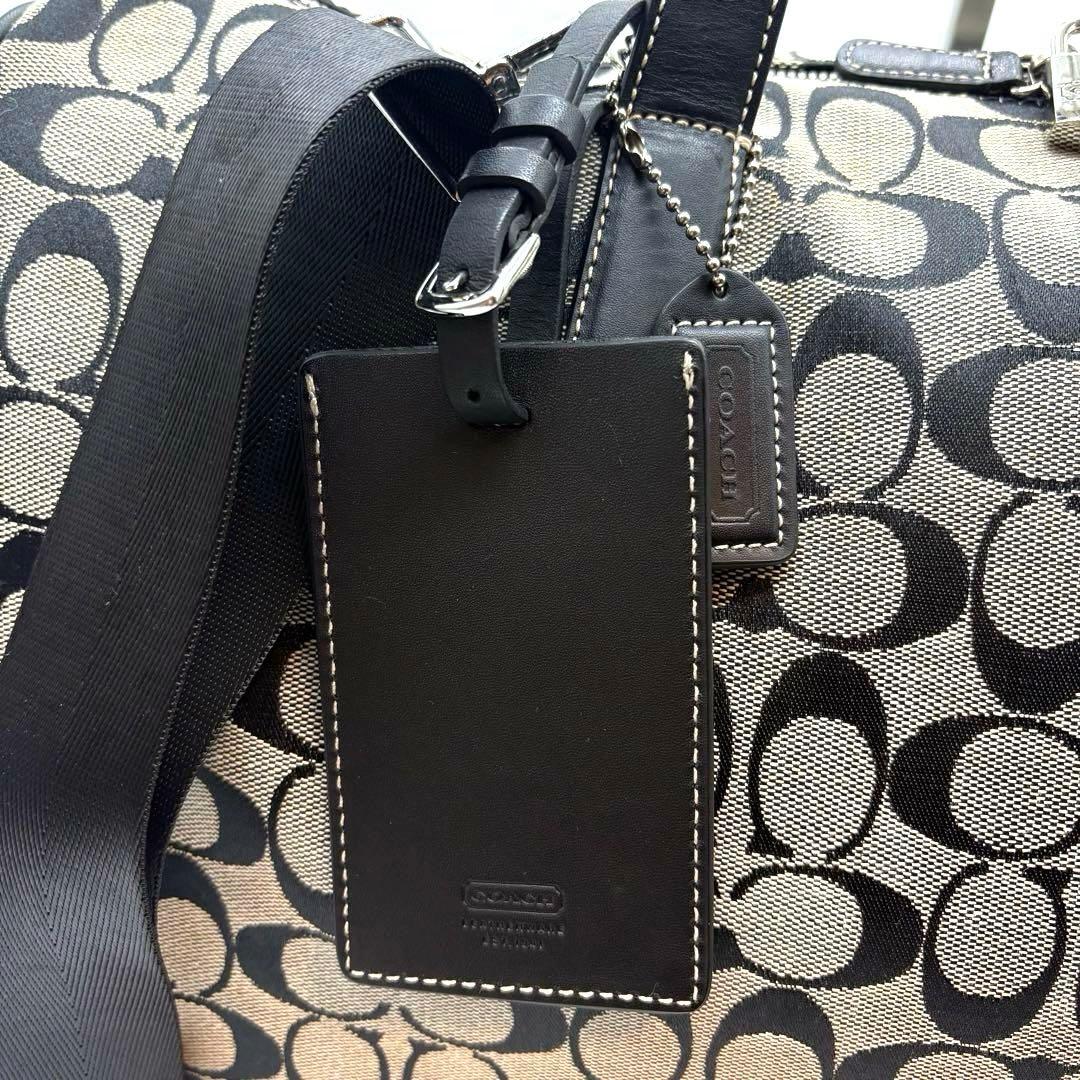 美品COACH コーチ 2way ボストンバッグ シグネチャー ブラック グレー