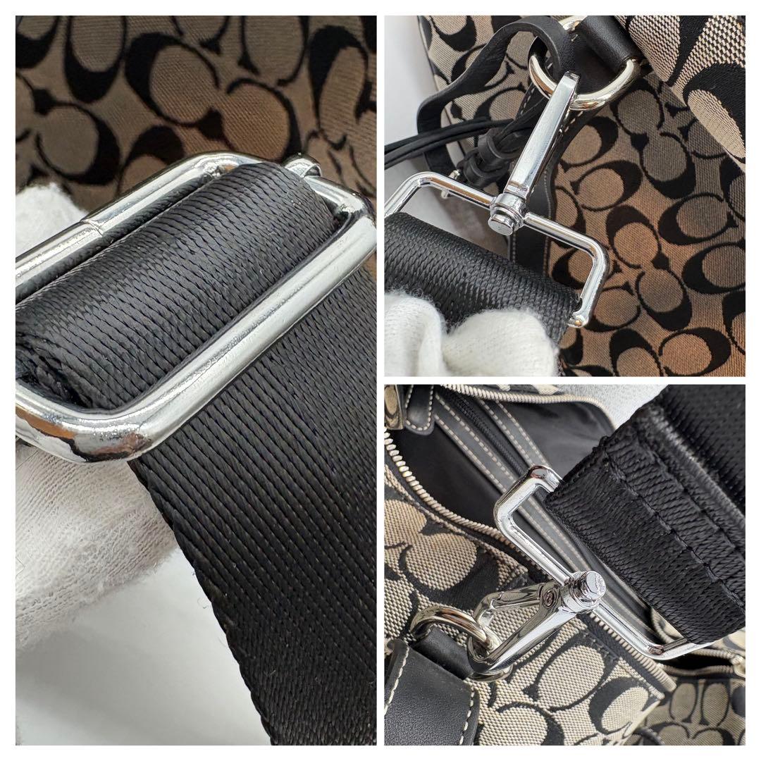 美品COACH コーチ 2way ボストンバッグ シグネチャー ブラック グレー