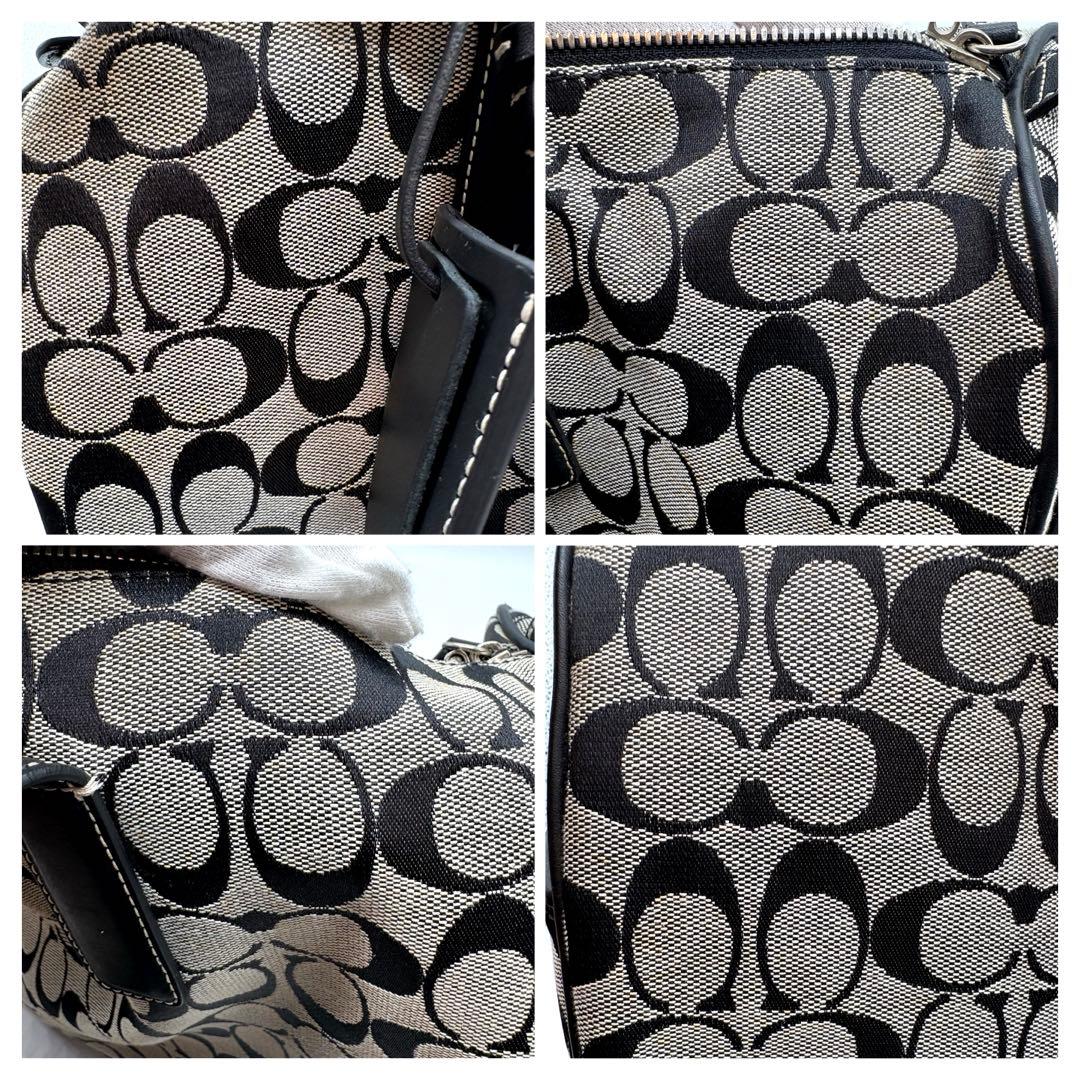 美品COACH コーチ 2way ボストンバッグ シグネチャー ブラック グレー