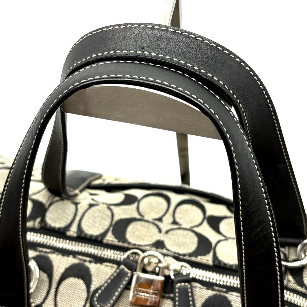 美品COACH コーチ 2way ボストンバッグ シグネチャー ブラック グレー