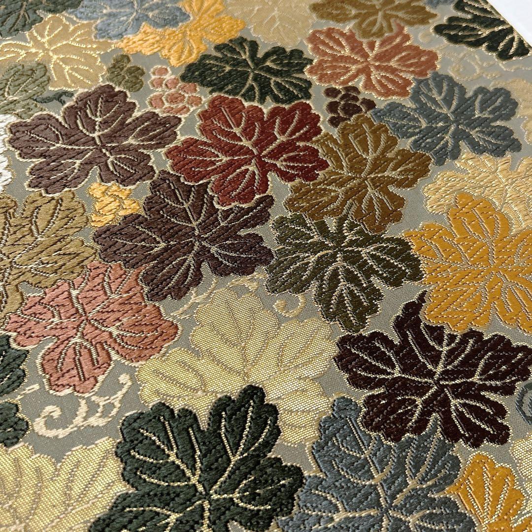【婦人画報掲載品】袋帯　西陣織　葡萄葉文　正絹　逸品