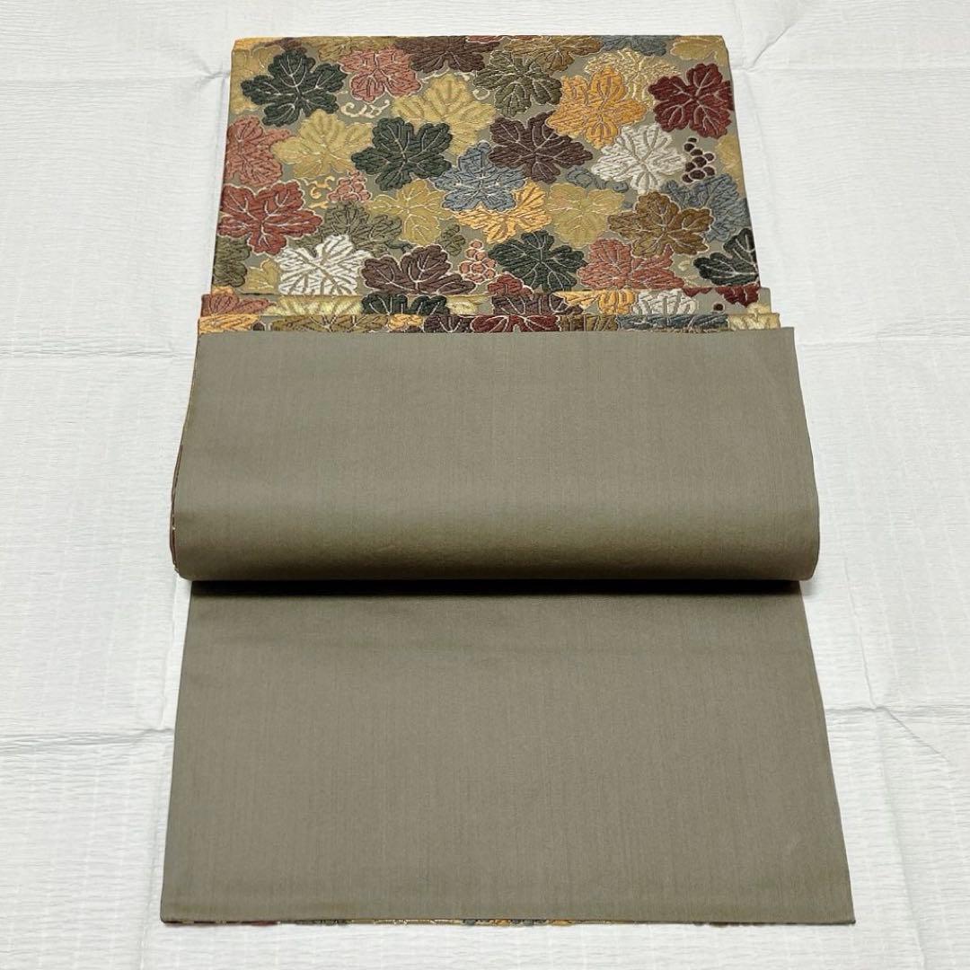 【婦人画報掲載品】袋帯　西陣織　葡萄葉文　正絹　逸品