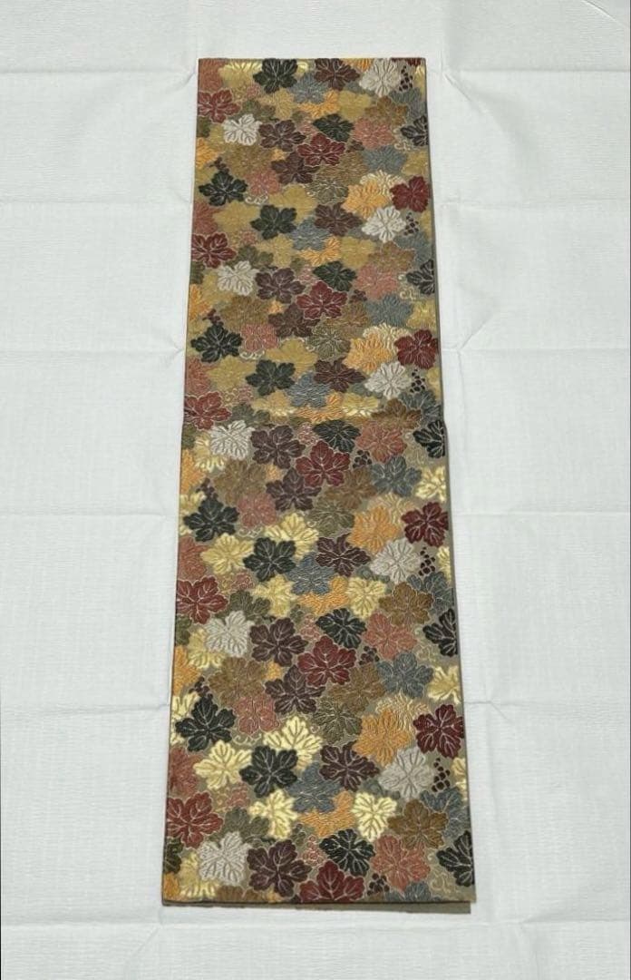 【婦人画報掲載品】袋帯　西陣織　葡萄葉文　正絹　逸品