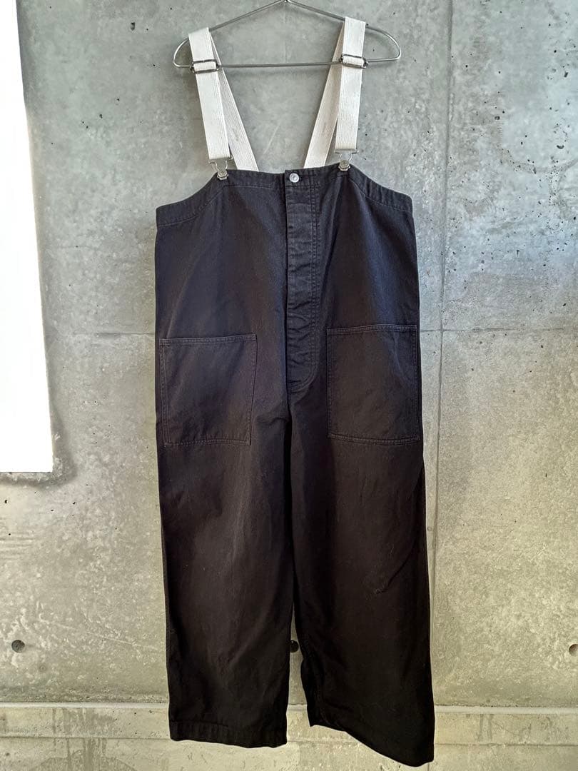 ふくすきnest Robeコットンツイル デッキサロペット ブラック