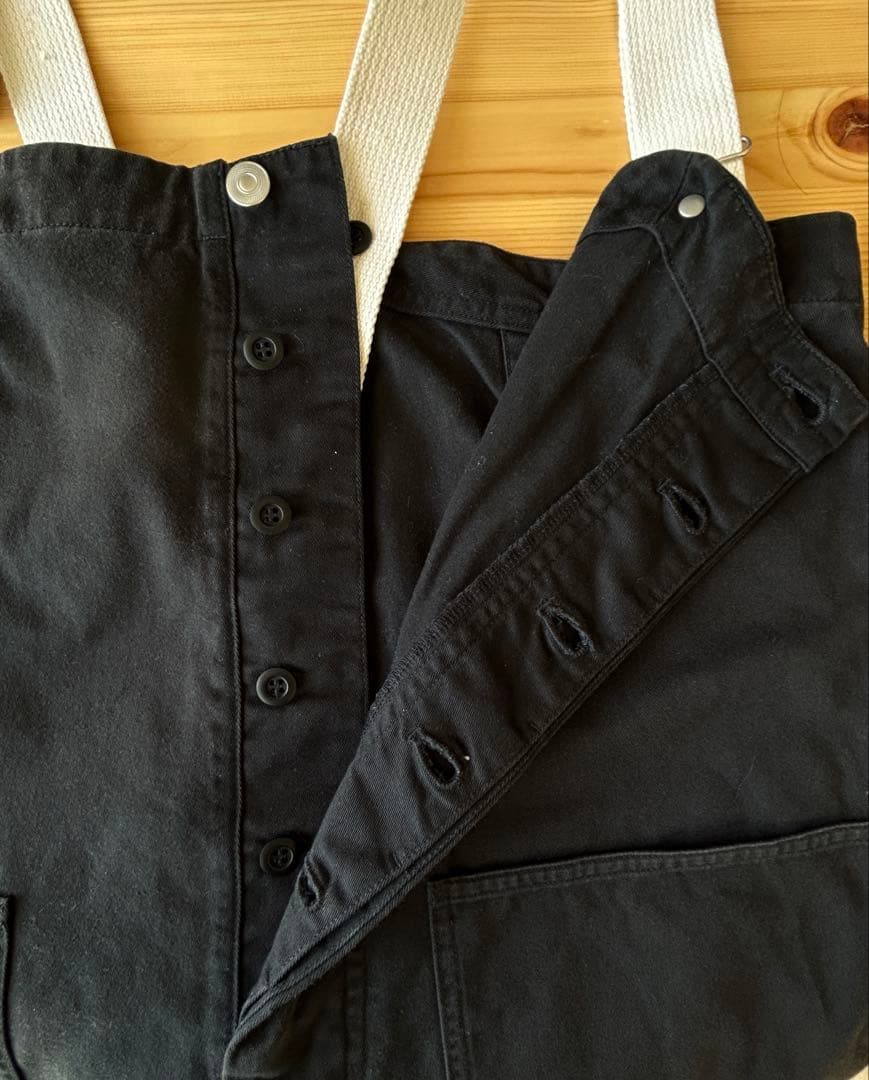 ふくすきnest Robeコットンツイル デッキサロペット ブラック