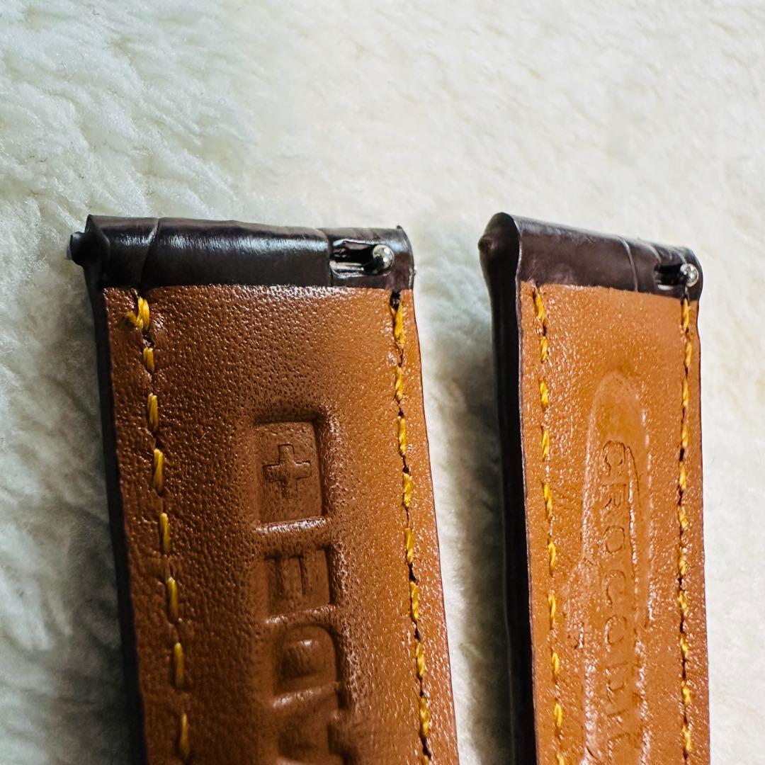 2010#19mm-16mmダークブラウン★本物クロコダイルベルト★スイス製