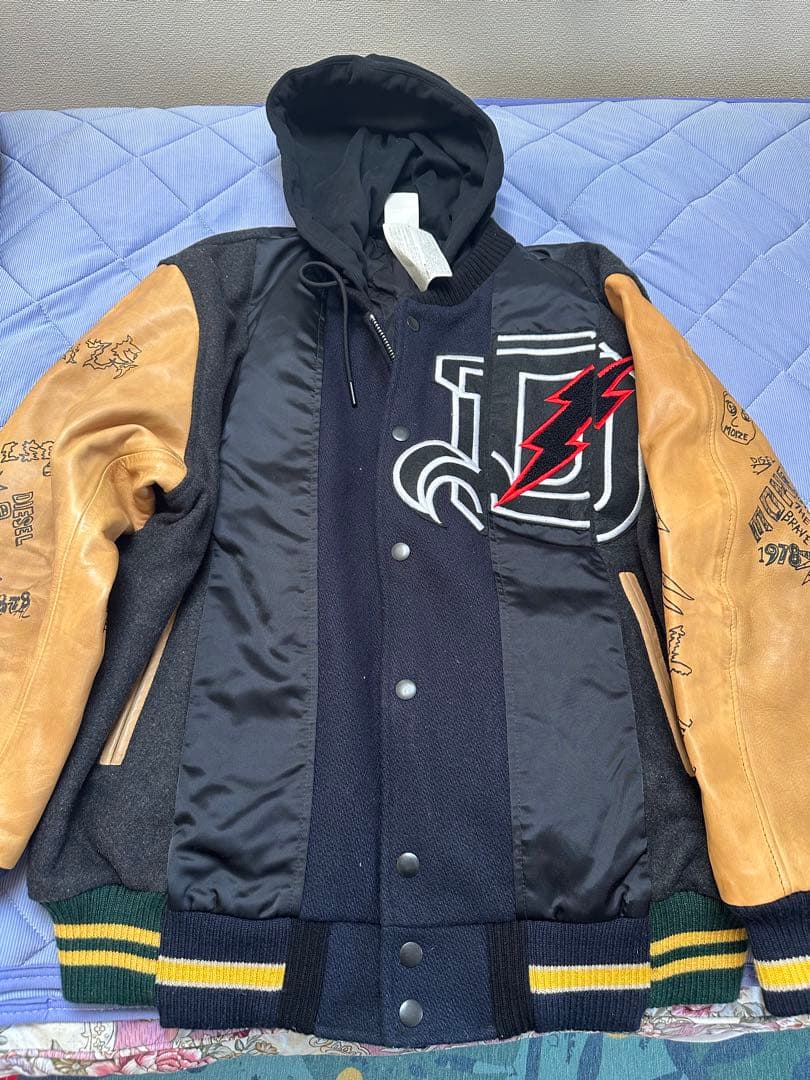 DIESEL メンズ ジャケット 素材切り替え スタジャンXL