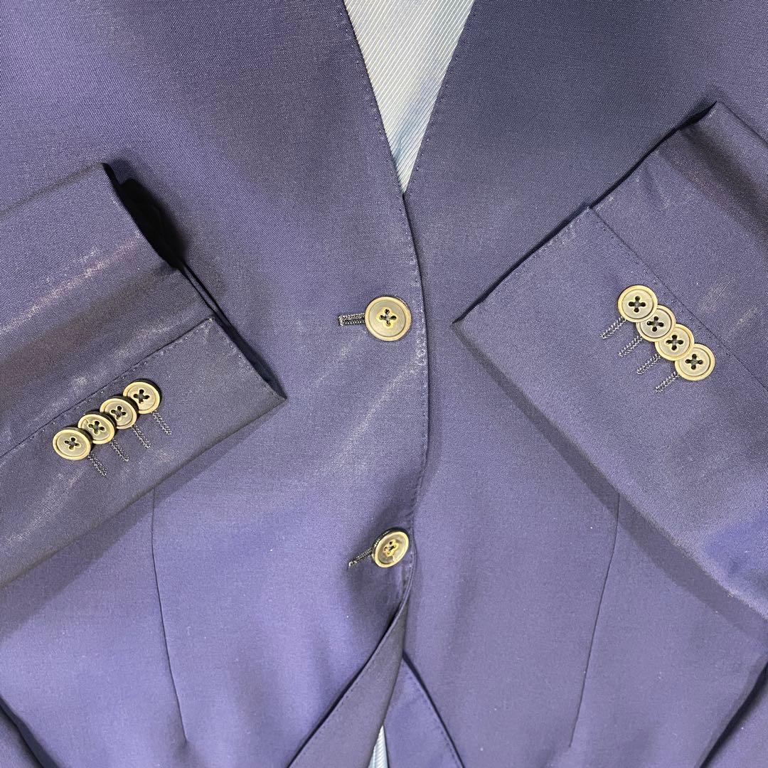 麻布テーラー×カノニコ セットアップスーツ ウールモヘア 紺 ネイビー M