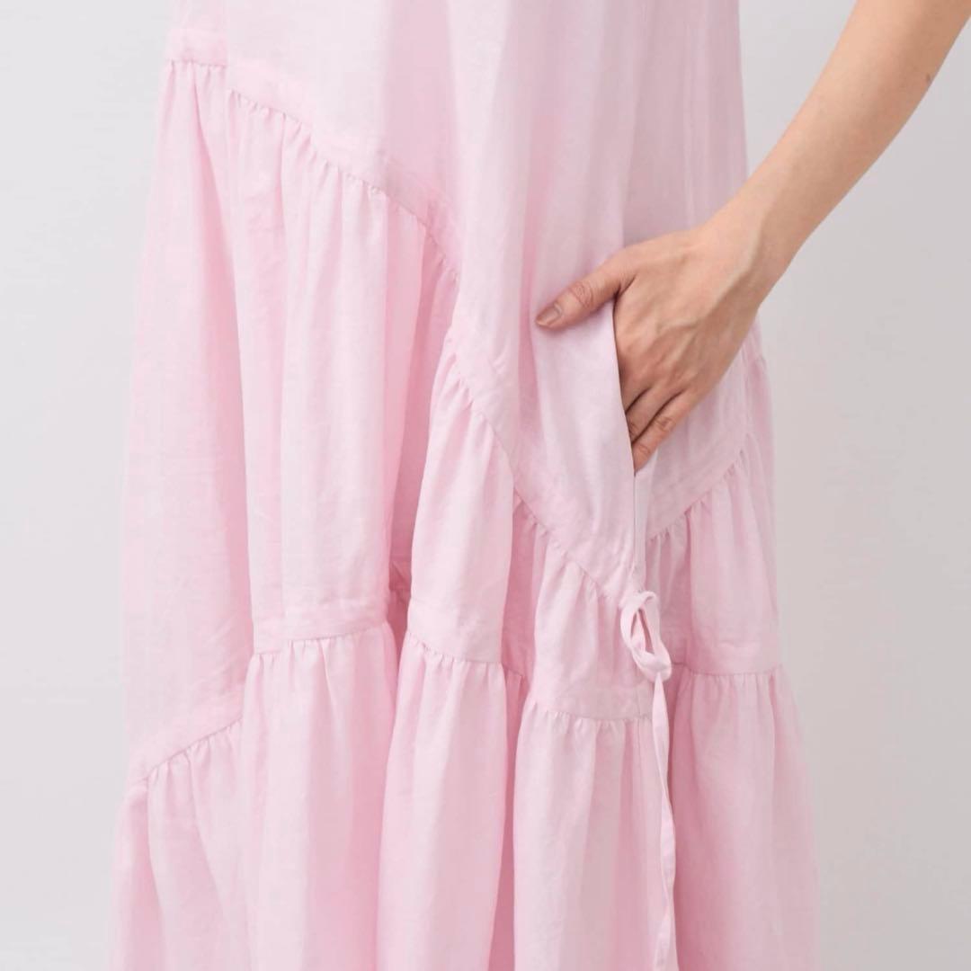 La boutique BonBon リボンリネンミックスワンピース 38サイズ