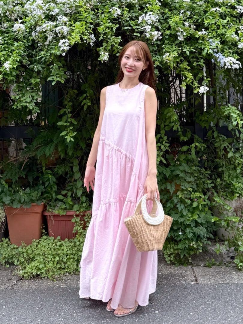 La boutique BonBon リボンリネンミックスワンピース 38サイズ