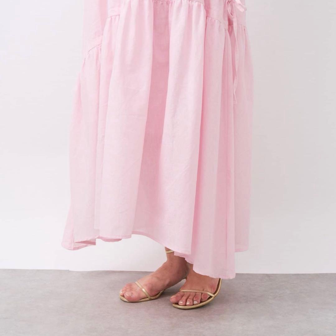 La boutique BonBon リボンリネンミックスワンピース 38サイズ