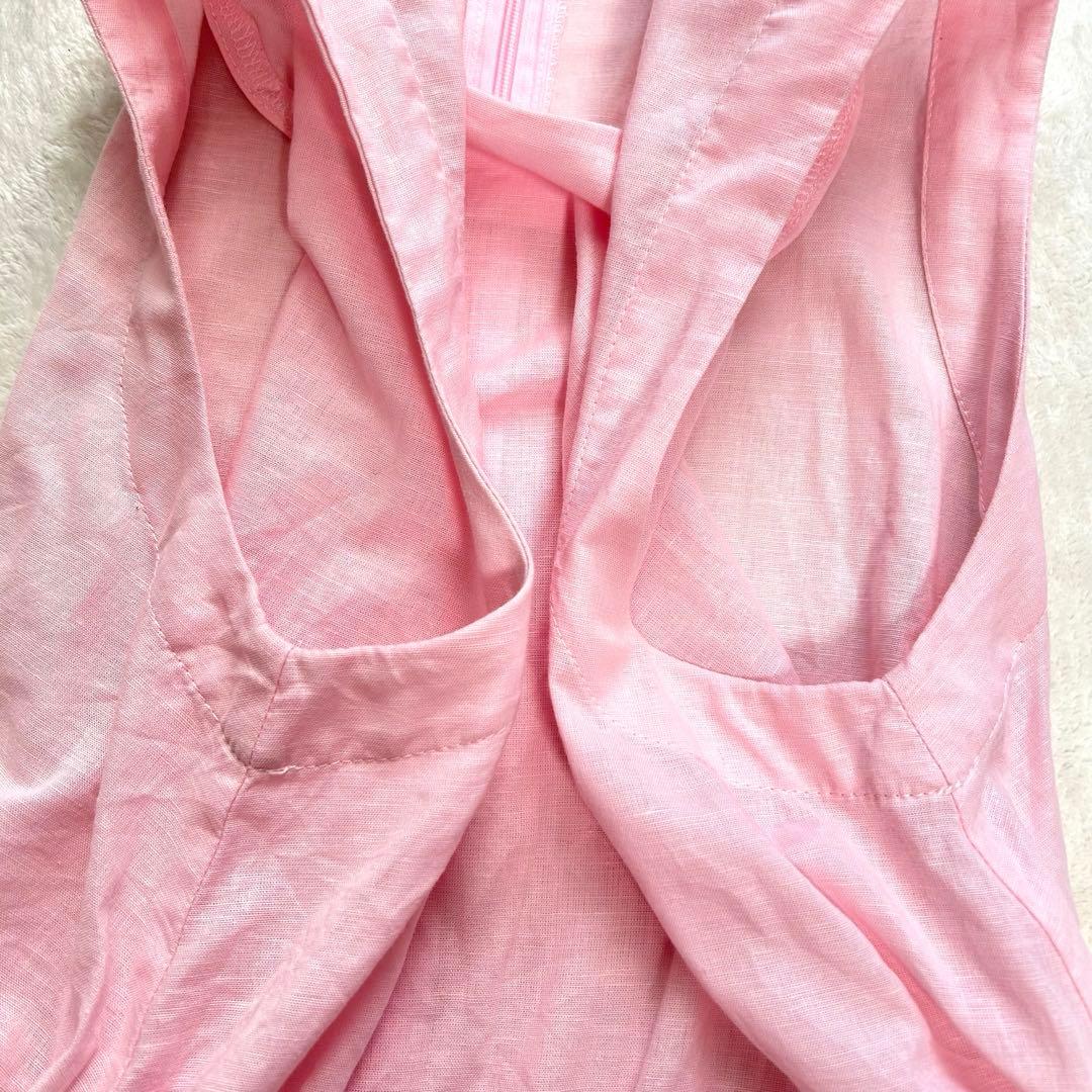 La boutique BonBon リボンリネンミックスワンピース 38サイズ