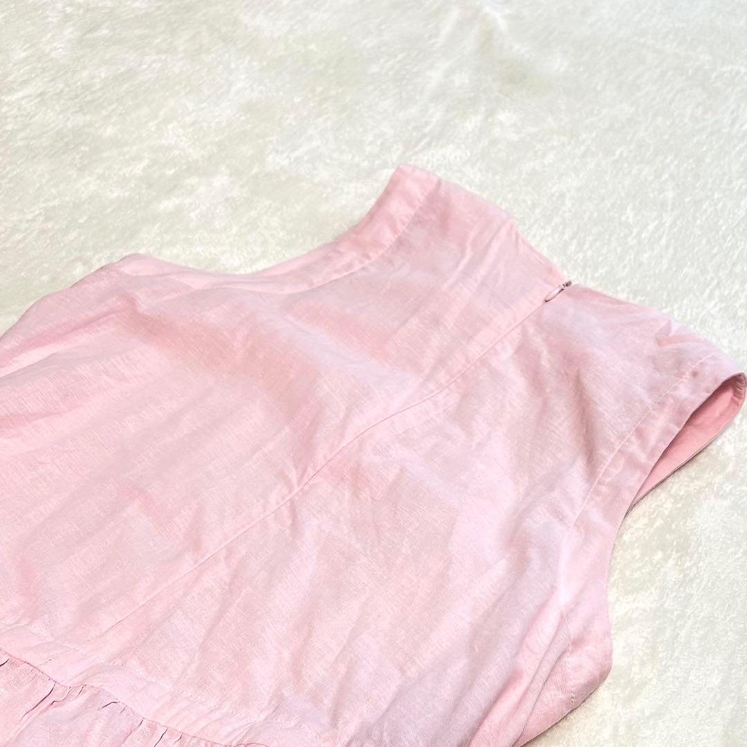 La boutique BonBon リボンリネンミックスワンピース 38サイズ