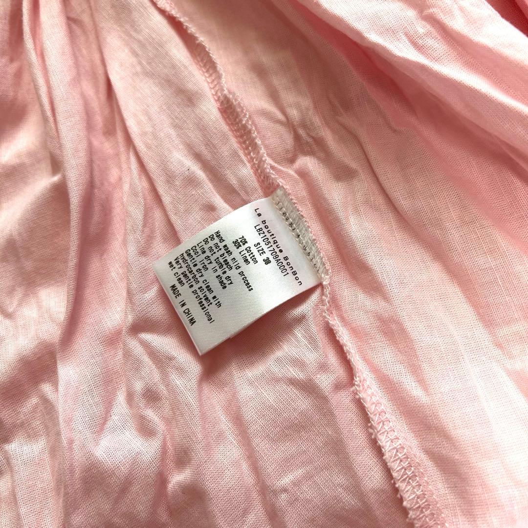 La boutique BonBon リボンリネンミックスワンピース 38サイズ